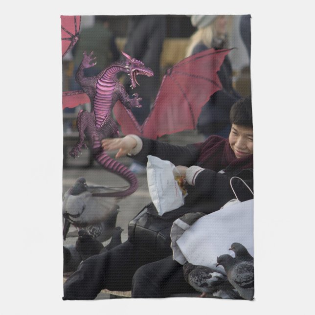 Pink Dragon In Venice Italy Tea Towel (Vertical)