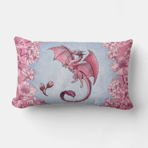 Pink Dragon of Spring Nature Fantasy Art Lumbar Cushion