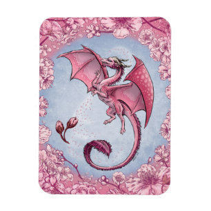 Pink Dragon of Spring Nature Fantasy Art Magnet