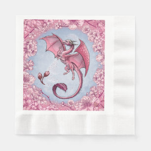 Pink Dragon of Spring Nature Fantasy Art Napkin