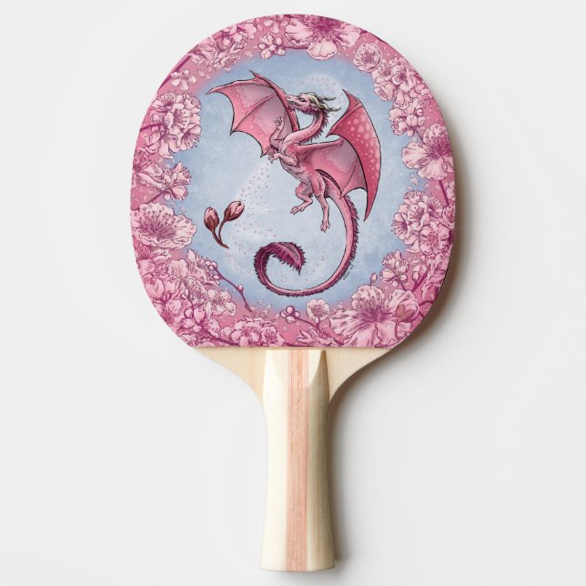 Pink Dragon of Spring Nature Fantasy Art Ping Pong Paddle (Front)