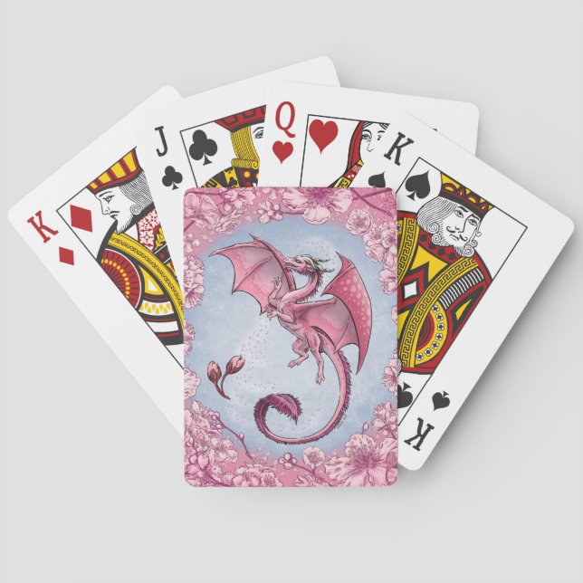 Pink Dragon of Spring Nature Fantasy Art Playing Cards (Back)
