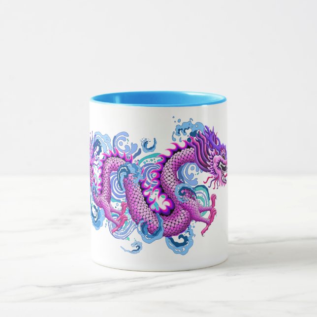 Pink Dragon with Water Splashes Mug (Center)