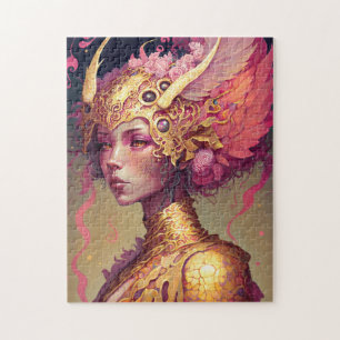 Pink Dragon Woman Fantasy Art Jigsaw Puzzle