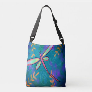 Pink Dragonfly Abstract Art Crossbody Bag