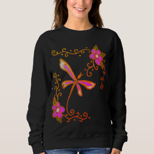 Pink Dragonfly Abstract Wearable Art Sweatshirt