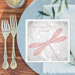 Pink Dragonfly Bridal Shower Napkin