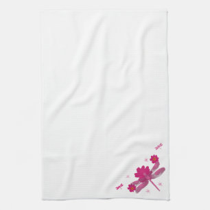 Pink Dragonfly Kitchen Towel