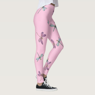 Pink Dragonfly Leggings - Custom Colour High Waist