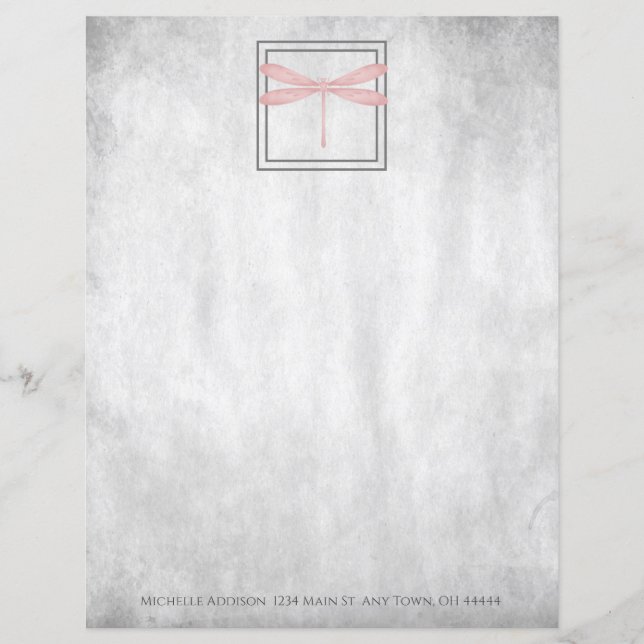 Pink Dragonfly Personalised Paper Sheet (Front)