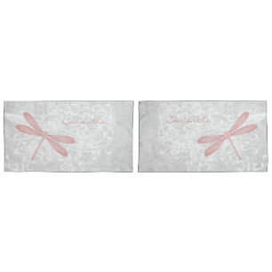 Pink Dragonfly Personalised Pillow Case