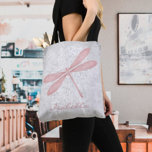 Pink Dragonfly Personalised Tote Bag
