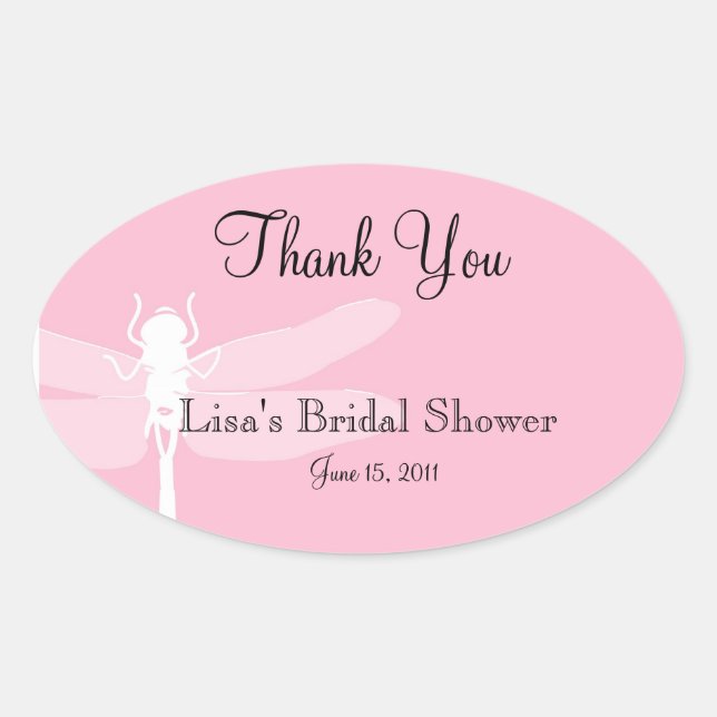 Pink Dragonfly Shower Thank You Sticker (Front)
