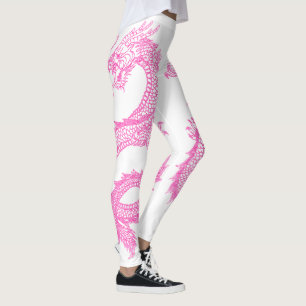 Pink Dragons Personalise Background Colour Leggings