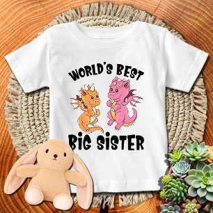 Pink Dragons World's Best Big Sister Baby T-Shirt