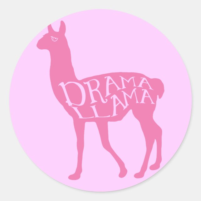 Pink Drama Llama Classic Round Sticker (Front)