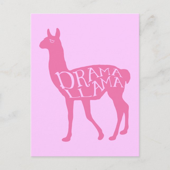 Pink Drama Llama Postcard (Front)