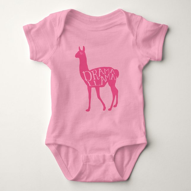 Pink Drama Llama T-Shirt Baby Bodysuit (Front)
