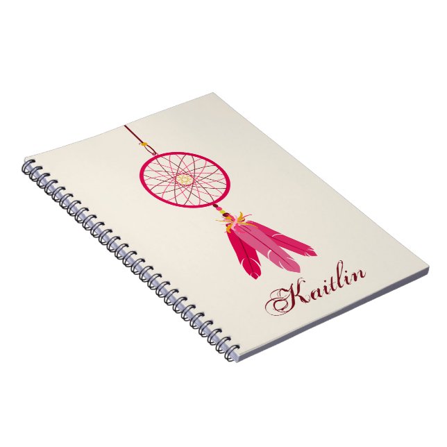 Pink Dream Catcher Personalised Spiral Notebook (Right Side)