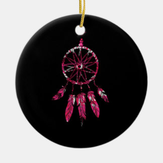 Pink Dreamcatcher Feathers Native American Indian Ceramic Ornament
