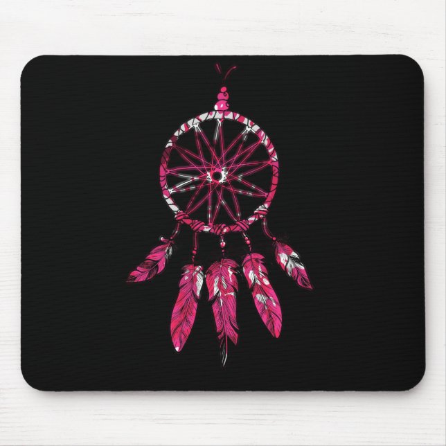 Pink Dreamcatcher Feathers Native American Indian Mouse Pad (Front)