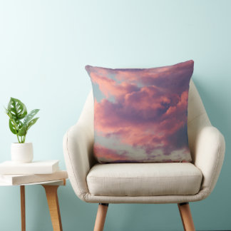 Pink Dreamy Aesthetic Sunset Clouds Cushion