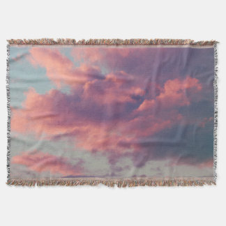 Pink Dreamy Aesthetic Sunset Clouds Throw Blanket
