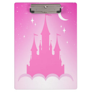 Pink Dreamy Castle In The Clouds Starry Moon Sky Clipboard