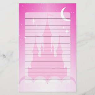 Pink Dreamy Castle In The Clouds Starry Moon Sky Stationery