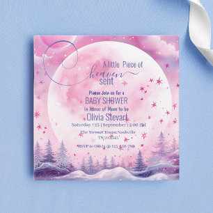 Pink Dreamy Heaven Sent Baby shower Invitation