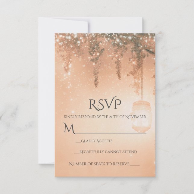 Pink Dreamy Rustic Forest RSVP (Front)