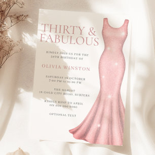 Pink Dress 30th Birthday Party Invitation