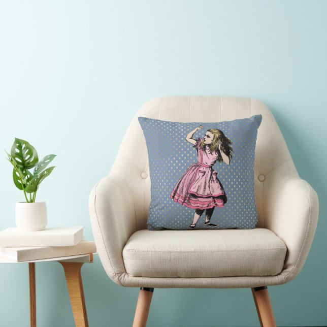 Pink Dress Alice Blue Gold Hearts Cushion (Chair)