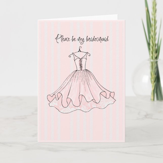 pink dress bridesmaid card (Front)