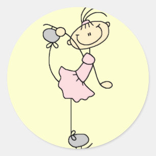 Pink Dress Figure Skater T-shirts and Gifts Classic Round Sticker