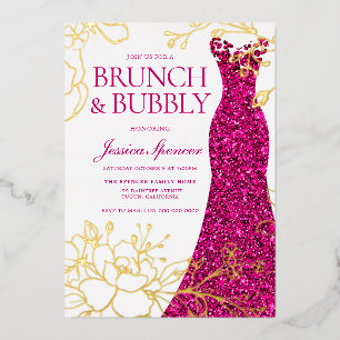 Pink Dress Floral Brunch Bubbly Bridal Shower Gold