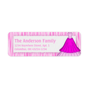 Pink Dress Girly Girl Return Address Labels