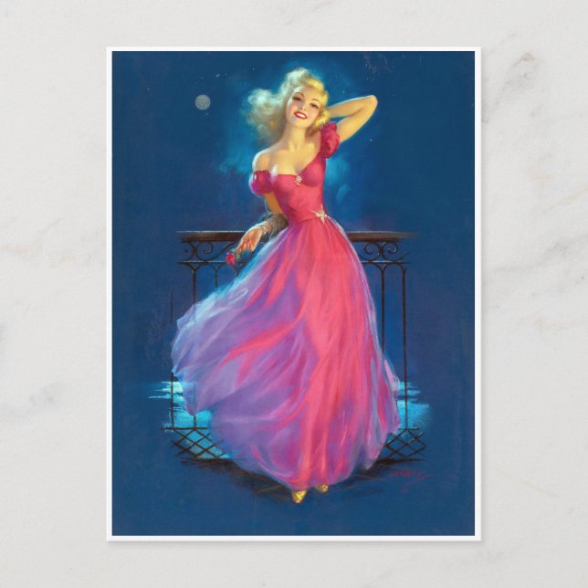 Pink Dress Pin Up Postcard (Front)
