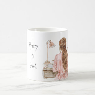 Pink Dress Redhead Desk Coffee Mug