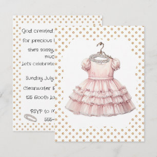 Pink Dress & Rhinestones Birthday Party Invitation