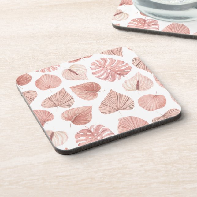 Pink Dried Leaves  Coaster (Left Side)