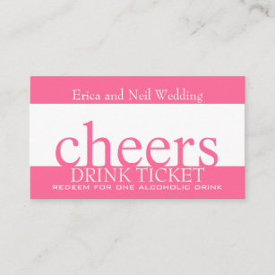 Pink Drink Bar Ticket for Wedding Receptions Enclosure Card
