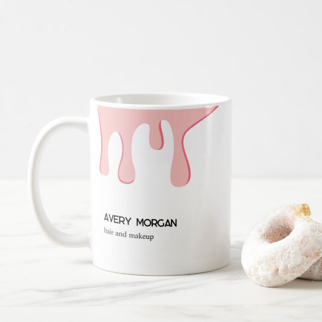 Pink Drip Name Business Mug (With Donut)