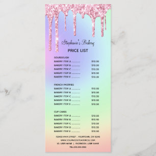 Pink Dripping Glitter Bakery Price List & Menu