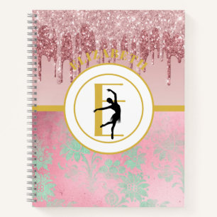 Pink Dripping Glitter Ballerina Ballet Dancer Notebook