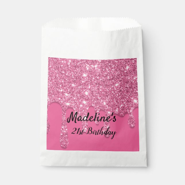 Pink Dripping Glitter  Favour Bag (Front)