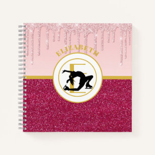 Pink Dripping Glitter Figure Skater Ice Dancer Notebook
