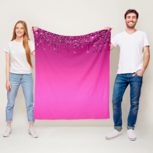 Pink Dripping Glitter Fleece Blanket