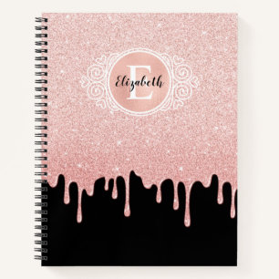 Pink Dripping Glitter Girly Artist Sketchbook Notebook