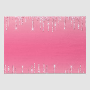 Pink Dripping Glitter Girly Trendy Chic Bling Tissue Paper